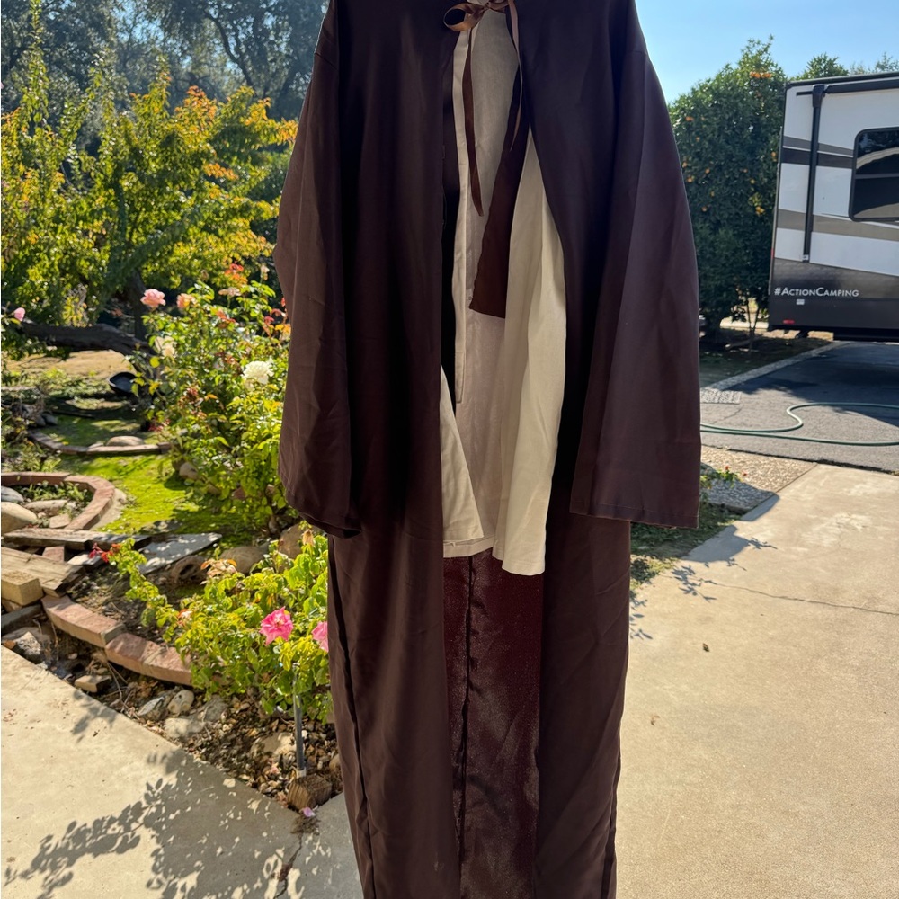 Brown Hooded Cloak with White Inner Layer
